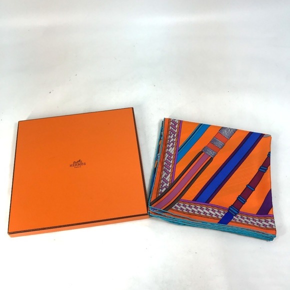 HERMES Authentic Blue Silk Scarf - Picture 7 of 7